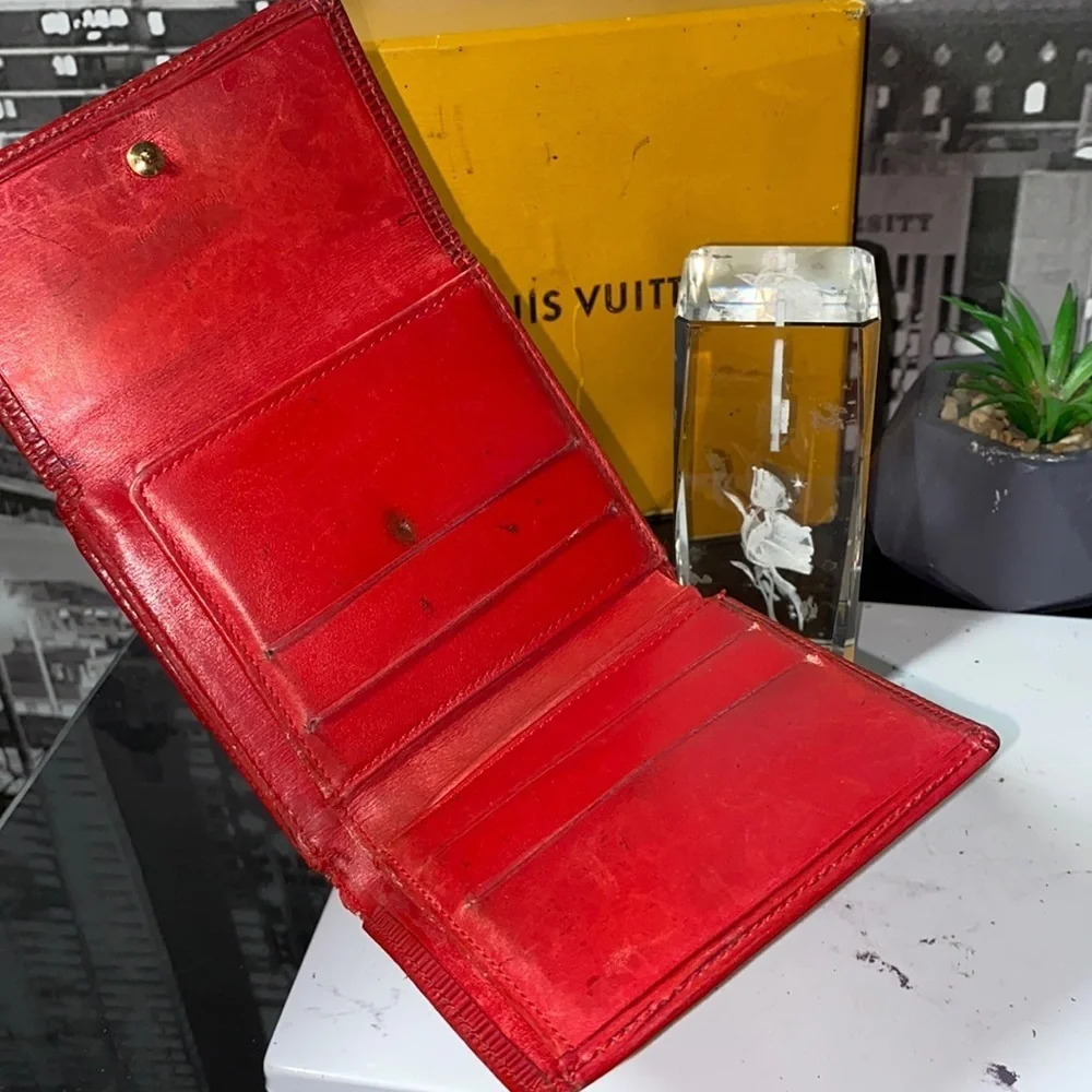 Authentic Louis Vuitton Vintage Red Epi Wallet